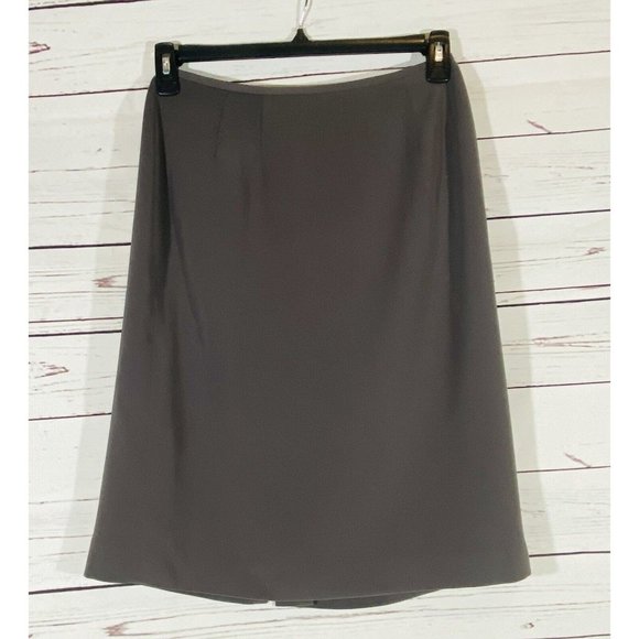 Kasper Skirt Womens Sz 6 Petite Solid Gray Back Zipper & Vent Career Lined - Picture 1 of 10